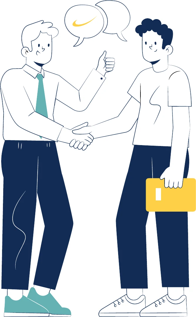 Deux personnes échangent autour d’un projet professionnel